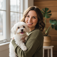 Pet owner with small dog