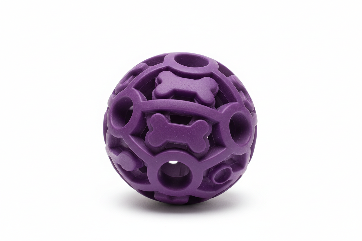 Purple Rubber Ball with Treat Holes